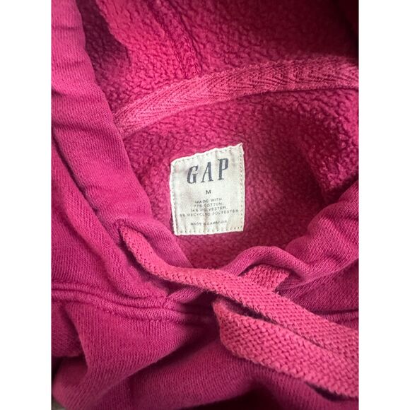 GAP Womens Y2K Hoodie M Pink Cerise Arch Logo Pullover Fleece 2000s Vintage - Picture 3 of 6
